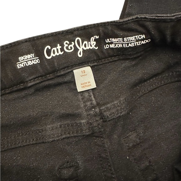 Cat & Jack Girls 12 Blue Straight Jeans and Girls 12 Black Skinny Jeans BUNDLE! - Picture 11 of 13